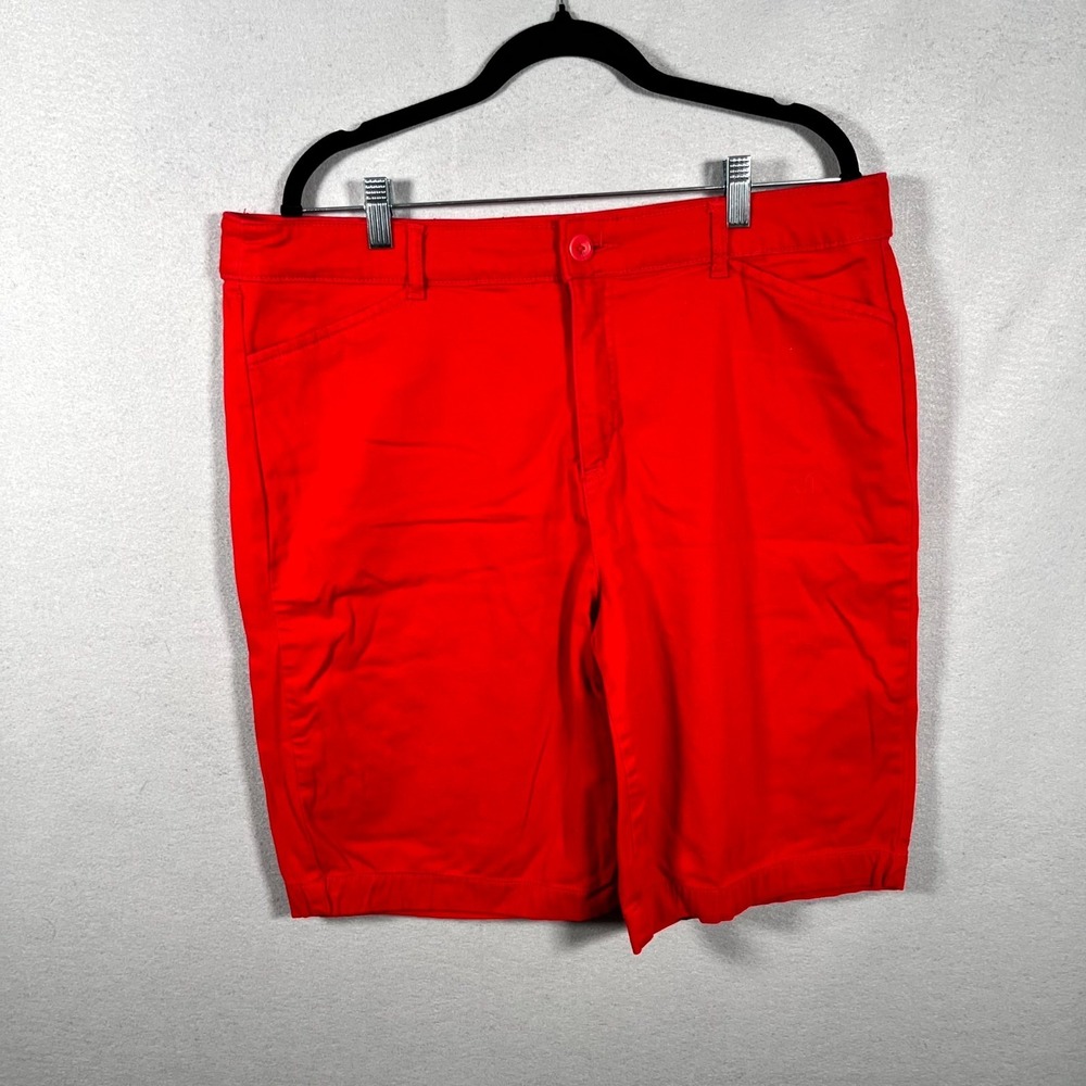St. John's Bay Bermuda Shorts Womens 18 Red Cotton Stretch Everyday Wear Classic